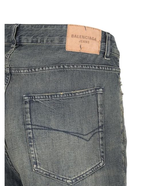 Balenciaga Gray Logo-Patch Cotton Jeans for men