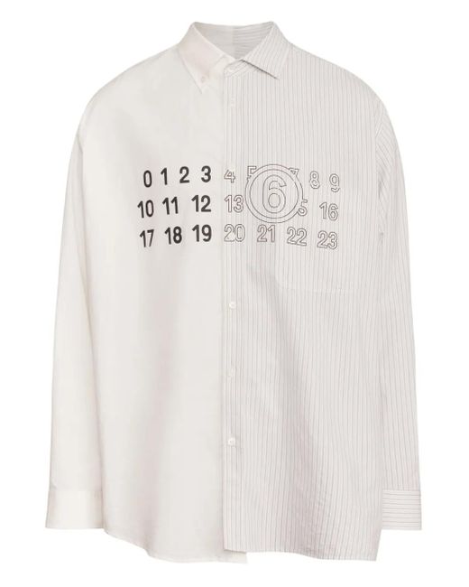 メンズ MM6 by Maison Martin Margiela Numbers-print Shirt White