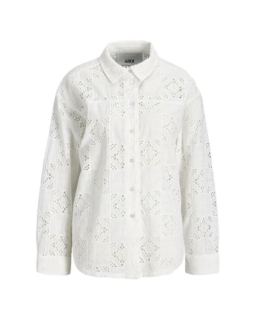 JJXX White Broderie-Anglaise Patchwork Shirt