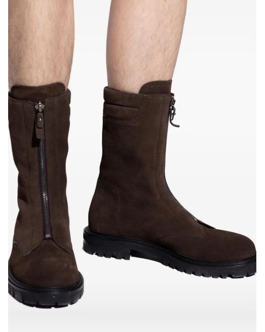 Giorgio Armani Brown Leather Zip Boots for men