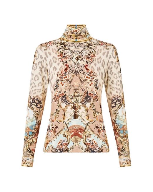 Camilla White Aranjuez Animalia Turtleneck Blouse