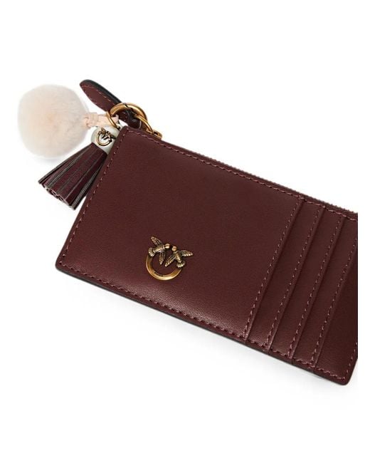 Pinko Purple Porte-Cartes Love En Cuir