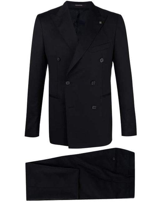 Tagliatore Blue Fitted Double-Breasted Suit for men