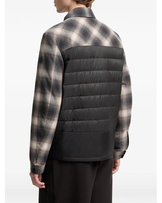 Moncler Gray Check-Pattern Padded Coat for men