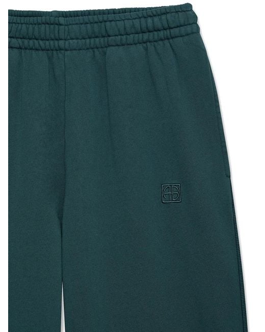 Anine Bing Green Monogram-Embroidered Track Pants