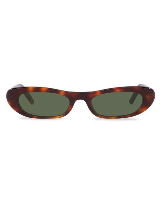 Saint Laurent Green Sl 557 Slim Tortoiseshell Sunglasses