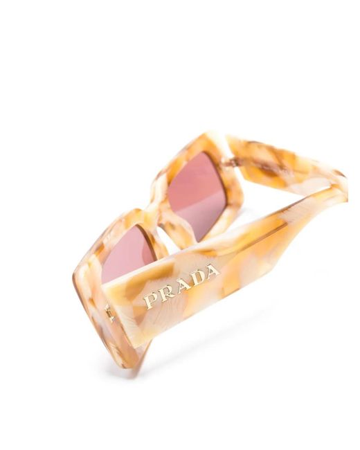 Prada Pink Logo-Print Rectangle-Frame Sunglasses