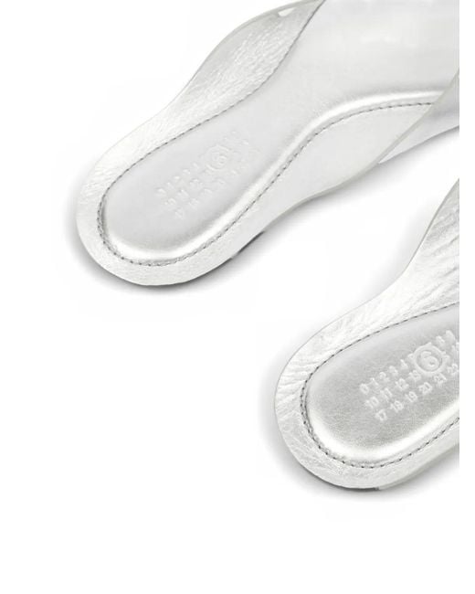 MM6 by Maison Margiela White Laminated Leather Flat Sandals