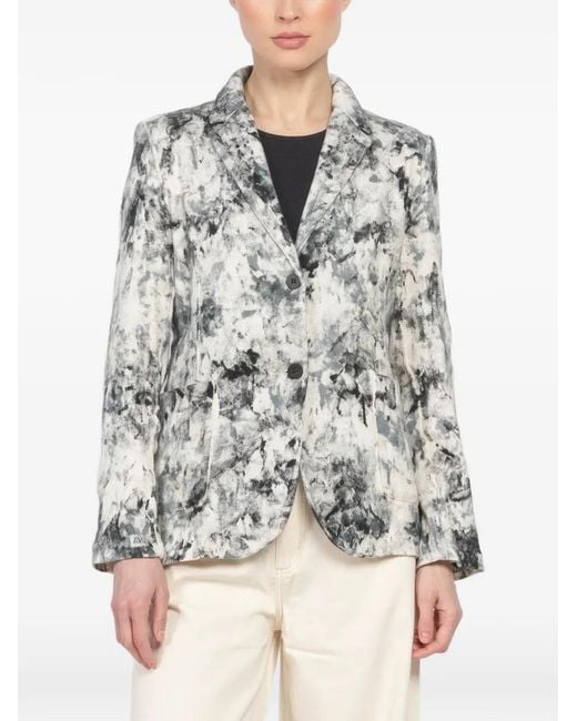 Avant Toi Gray Printed Button-fastening Blazer