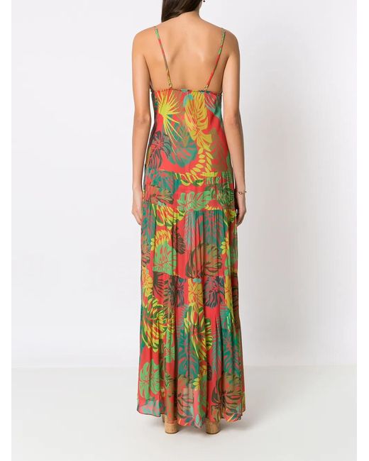 Amir Slama Red Palm Leaf Print Maxi Dress