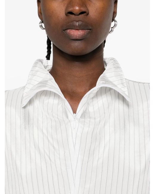 FEDERICO CINA White Pinstripe Sleeveless Blouse