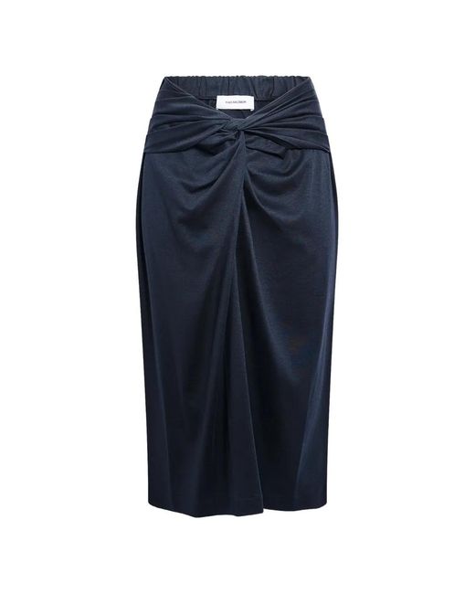 Yves Salomon Blue Draped Skirt