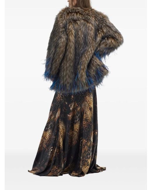 Roberto Cavalli Gray Feather-Effect Coat