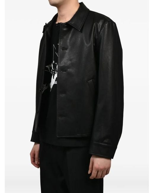CEDARWOOD Black Alonzo Faux-Leather Jacket for men