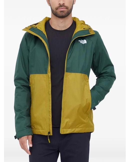 The North Face Green Hooded Colour-Block Performance Jacket for men