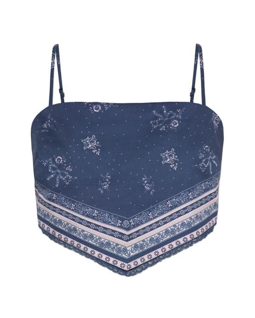 LoveShackFancy Blue Mollie Floral-Print Top
