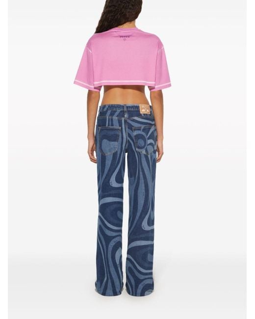 Emilio Pucci Pink Cropped-Top mit Marmo-Print