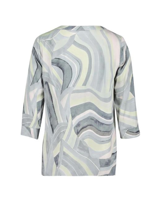 Betty Barclay White Abstract-Print Three-Quarter-Sleeve Top