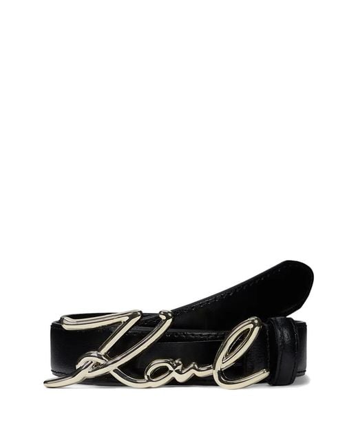 Karl Lagerfeld Black K/Signature Leather Belt