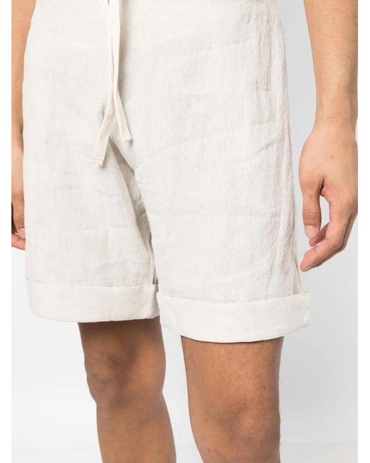 Marane White Drawstring-Waist Linen Shorts for men