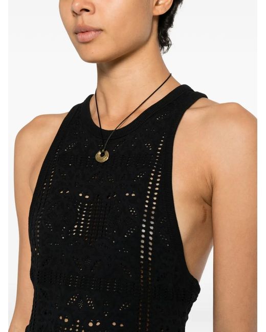 Nanushka Black Robe Longue Ainhoa À Dos Nageur