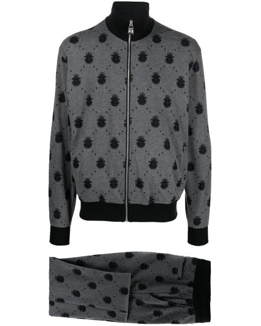 Billionaire Gray Logo-Print Track Suit Set for men