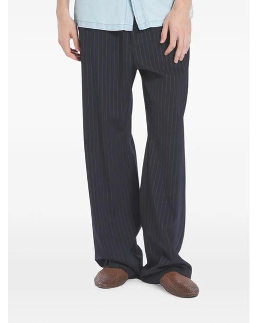 Barena Blue Pinstriped Elasticated Trousers for men
