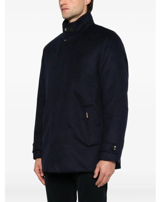 Moorer Blue High-Neck Buttoned Jacket for men