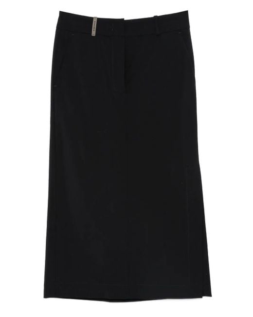 Peserico Black Tailored Wool Maxi Skirt