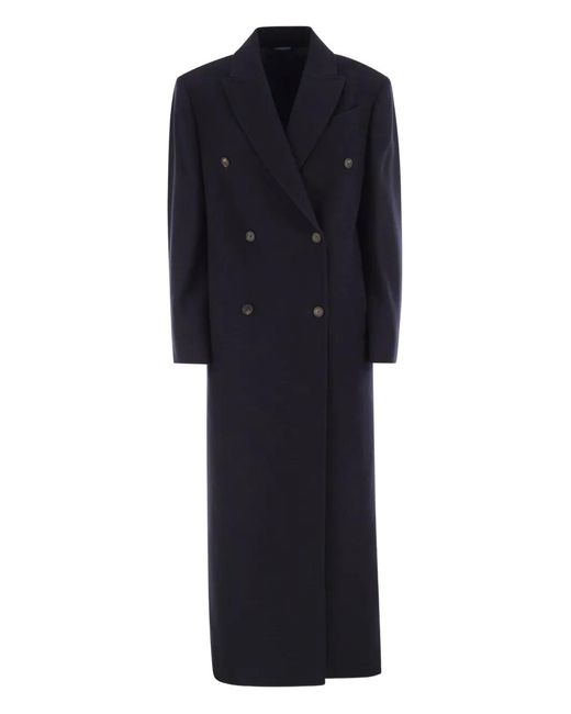 Brunello Cucinelli Blue Double-Breasted Coat