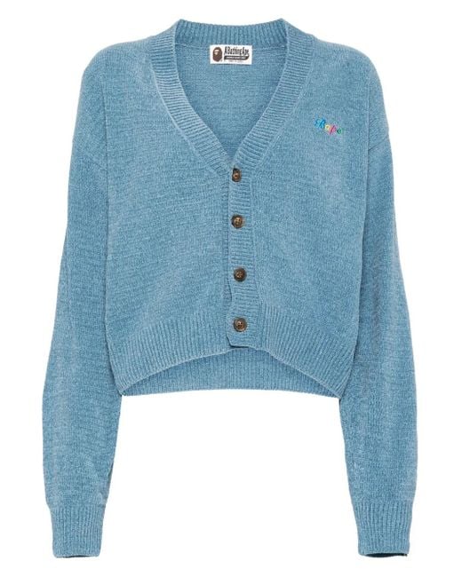 A Bathing Ape Blue Logo Embroidery Cardigan