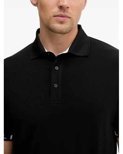 Karl Lagerfeld Black Logo-Tape Polo Shirt for men