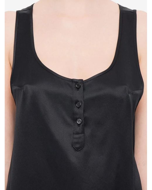 MEDEA Black Button-Placket Racerback Top