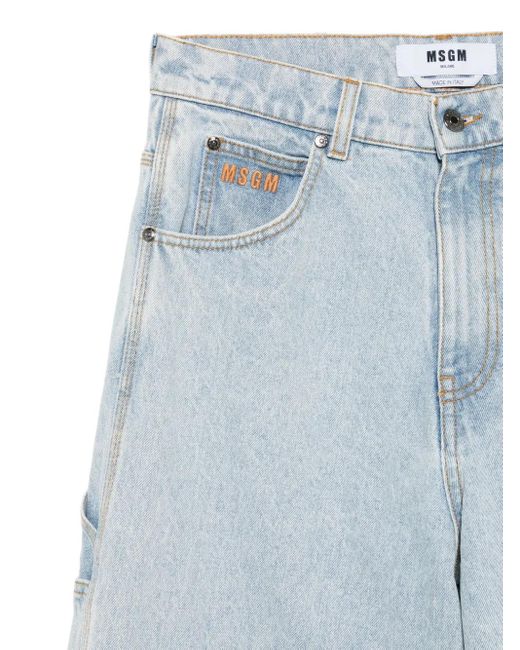 MSGM Blue Logo-Embroidery Carpenter Jeans