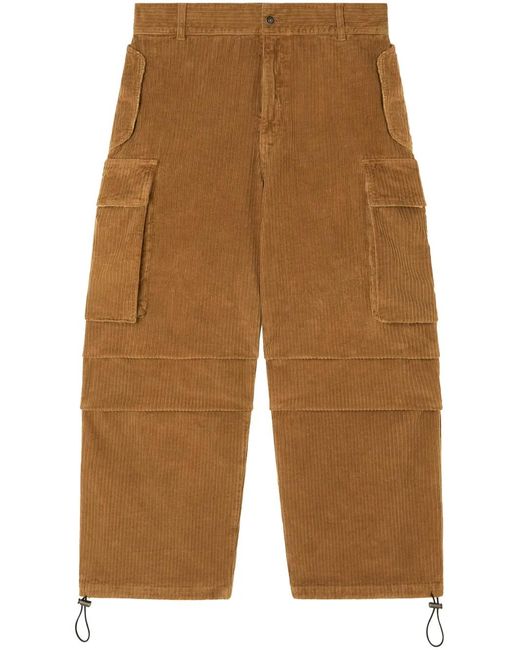 Alanui Brown Velvet Corduroy Cargo Pants for men