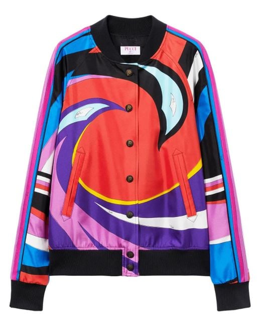 Emilio Pucci Blue Cigni-Print Twill Bomber Jacket