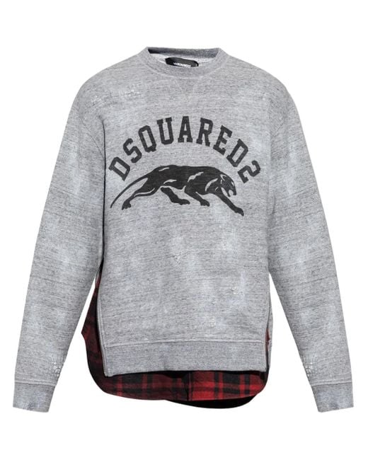 DSquared² Gray Logo-Print Sweatshirt for men