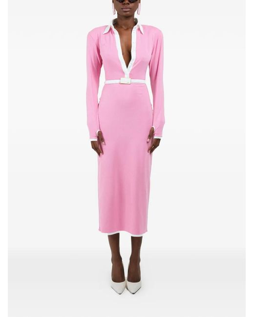 ROWEN ROSE Pink Robe-Polo À Manches Longues