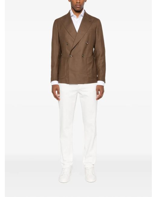 Barba Napoli White Long-Sleeve Button-Down Shirt for men