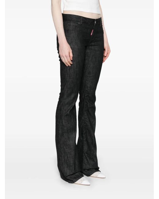 DSquared² Blue Flared Stretch Cotton Jeans With Mid-Rise And Distressed Effect