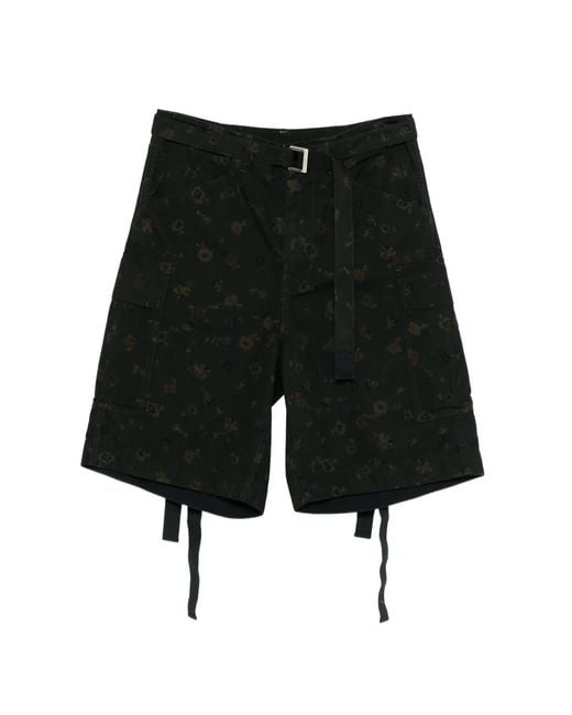 sacai Floral Print Shorts ベルト付き24-03294M Sacai Floral-Print Cargo Shorts in Black for Men | Lyst