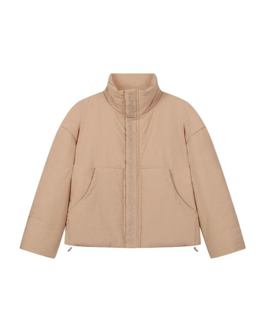 ROUGH Natural Embroidered-Detail Puffer Jacket