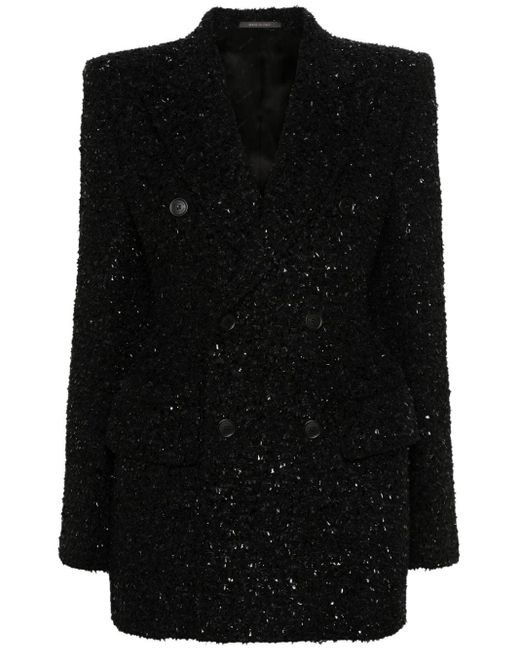 Blazer en tweed à boutonnière croisée Balenciaga en coloris Black