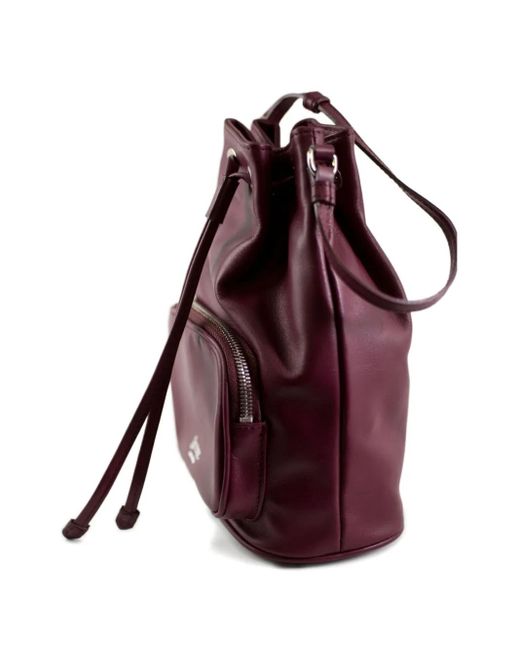 LA ROSE Purple Drawstring Zip Bucket Bag