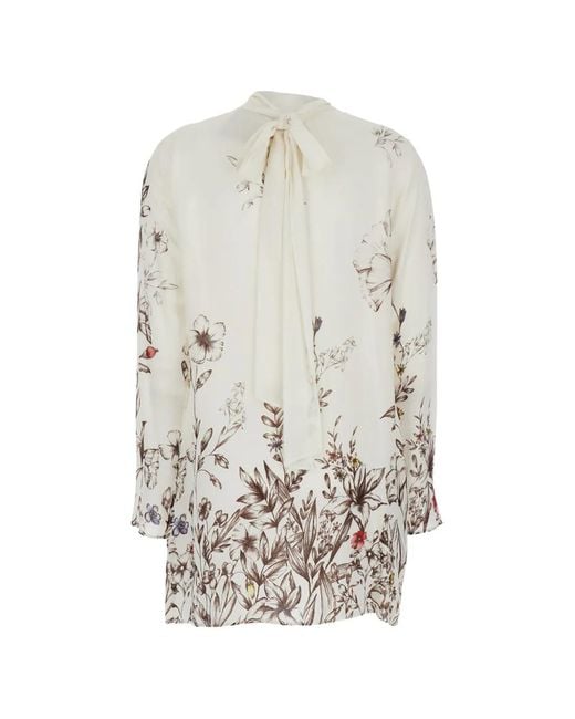 Semicouture White Floral-Print Mini Dress