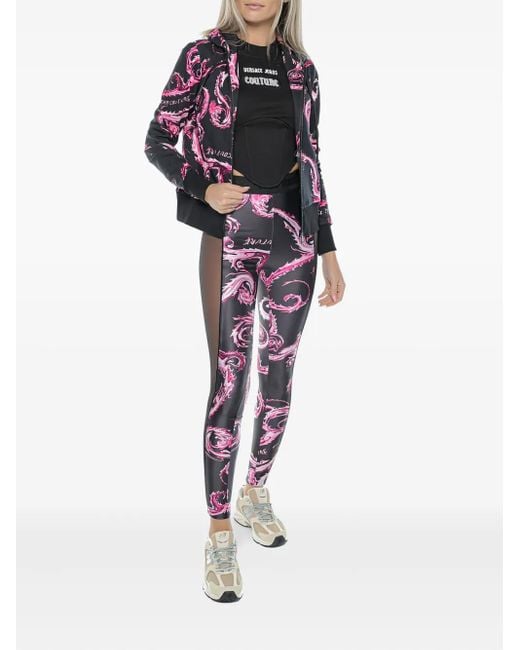 Versace Jeans Couture Black Patterned Hooded Jacket