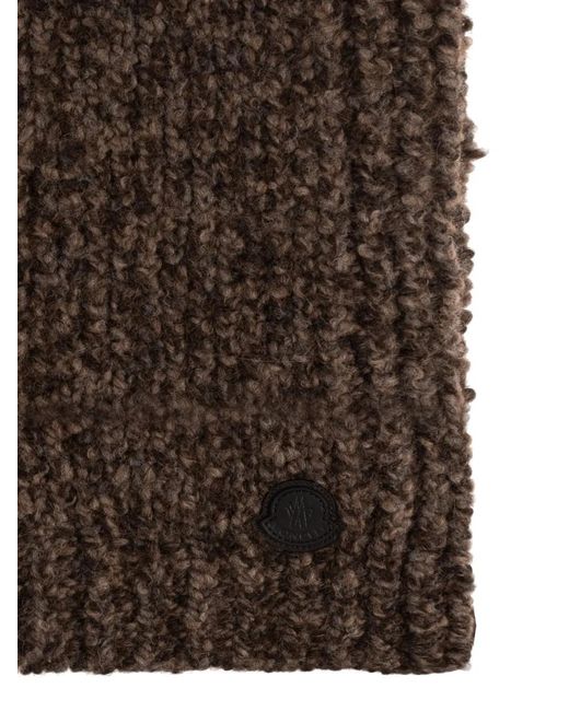 Moncler Brown Logo-Patch Scarf for men