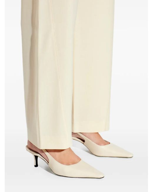Black Suede Studio Natural Lainey Slingback Heeled Pumps