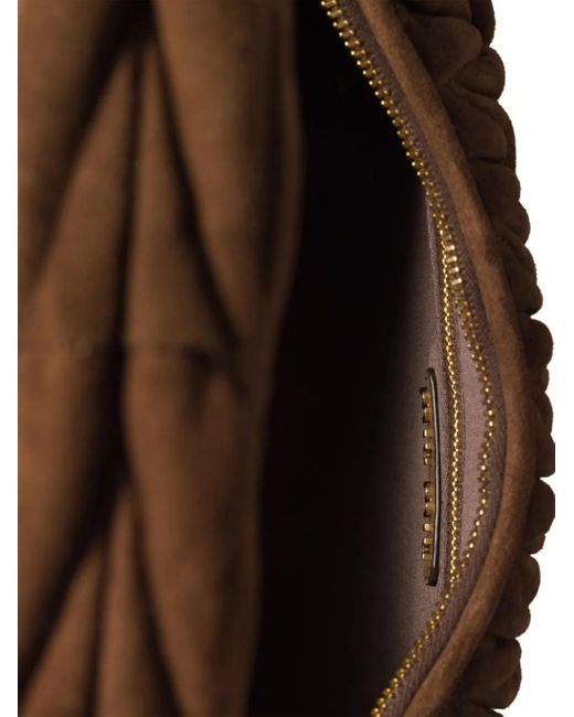Miu Miu Brown Matelassé Suede Wander Shoulder Bag