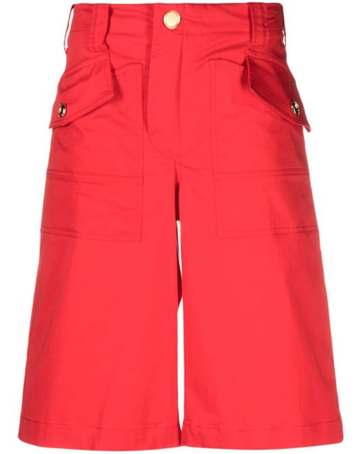 Pinko Red Mid-rise Knee-length Shorts
